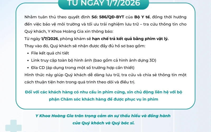 Thông báo hạn chế trả kết quả bằng phim vật lý dịch vụ MRI & CT.